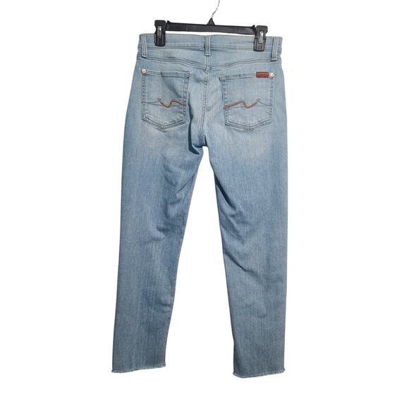 7 For All Mankind Roxanne Ankle Light Wash Raw Hem Jeans Size 29 - Picture 2 of 5